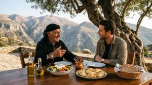 Luxury culinary slow travel experience showcasing the Cretan secret to longevity with authentic local gastronomy